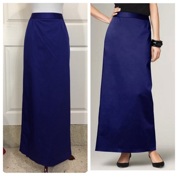 NWT!  Talbots $179 DUCHESSE SATIN
Royal Blue Skirt - Picture 1 of 6